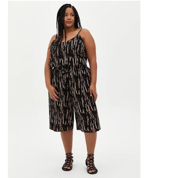 Torrid Size 1X 14-16 Sophie - Black Ikat Crinkle Gauze Cami - Picture 4 of 7